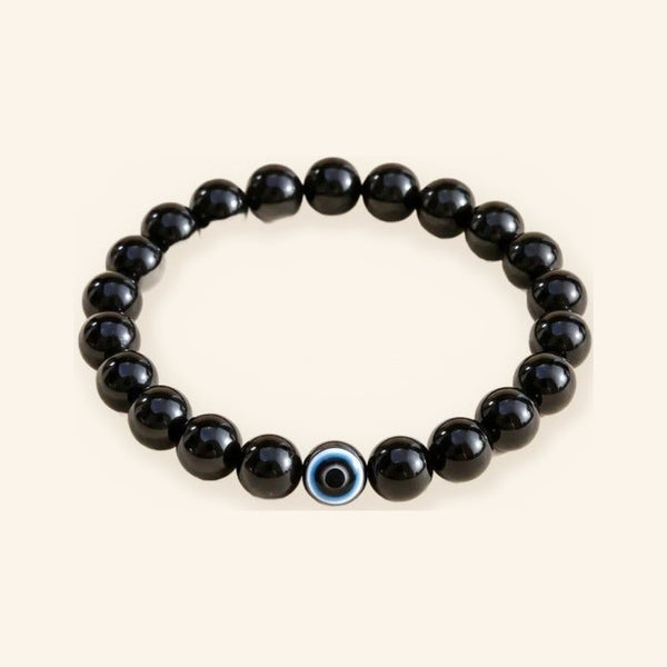 Evil Eye Bracelet with Black Obsidian