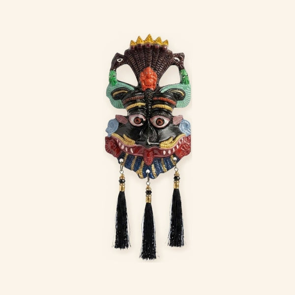 Narsingh Kirtimukh Wall Hanging (Black Multicolour with Tassel)