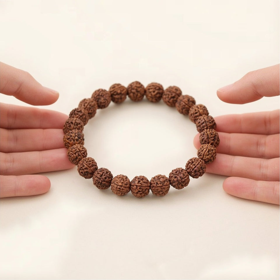 5 Mukhi Rudraksha Bracelet, stretch it open gently