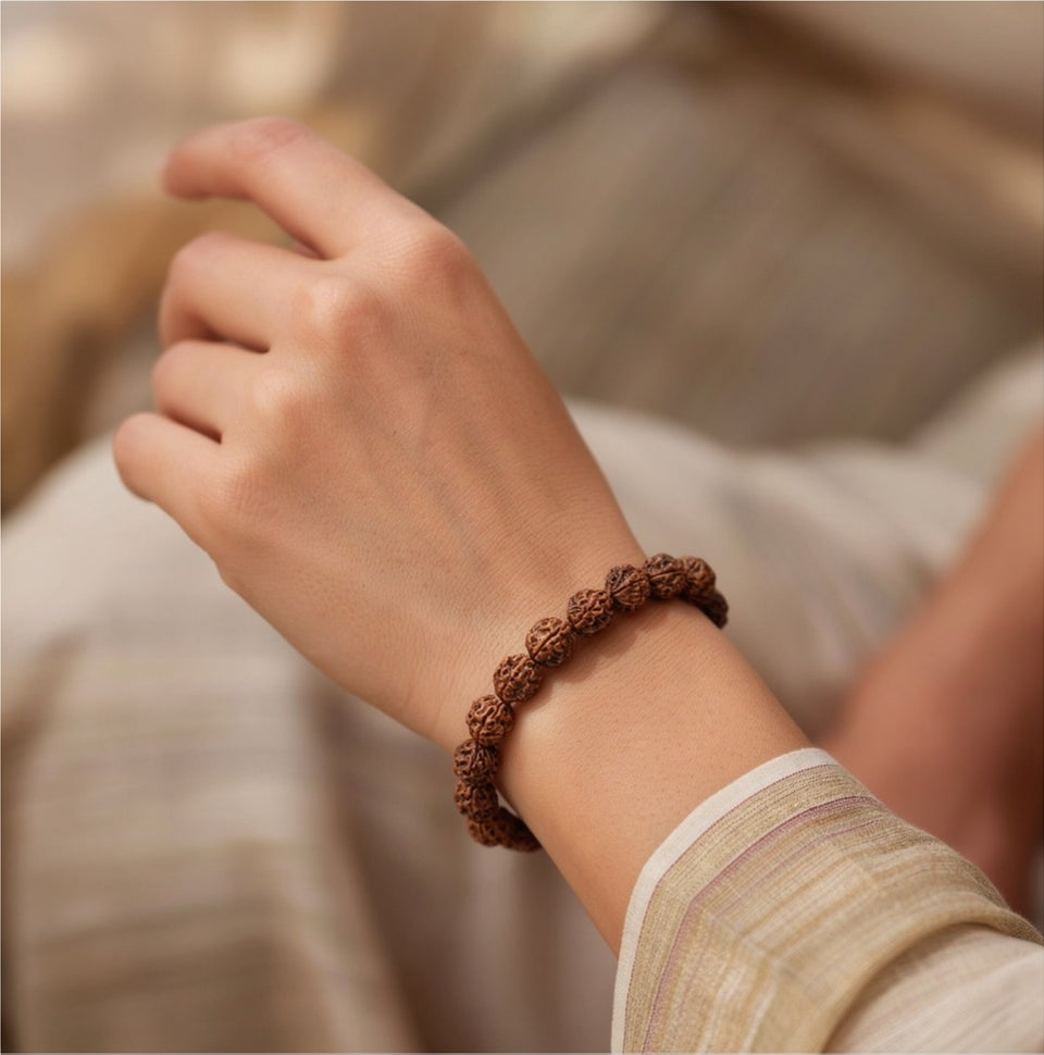 5 Mukhi Rudraksha Bracelet, with ethnic wear