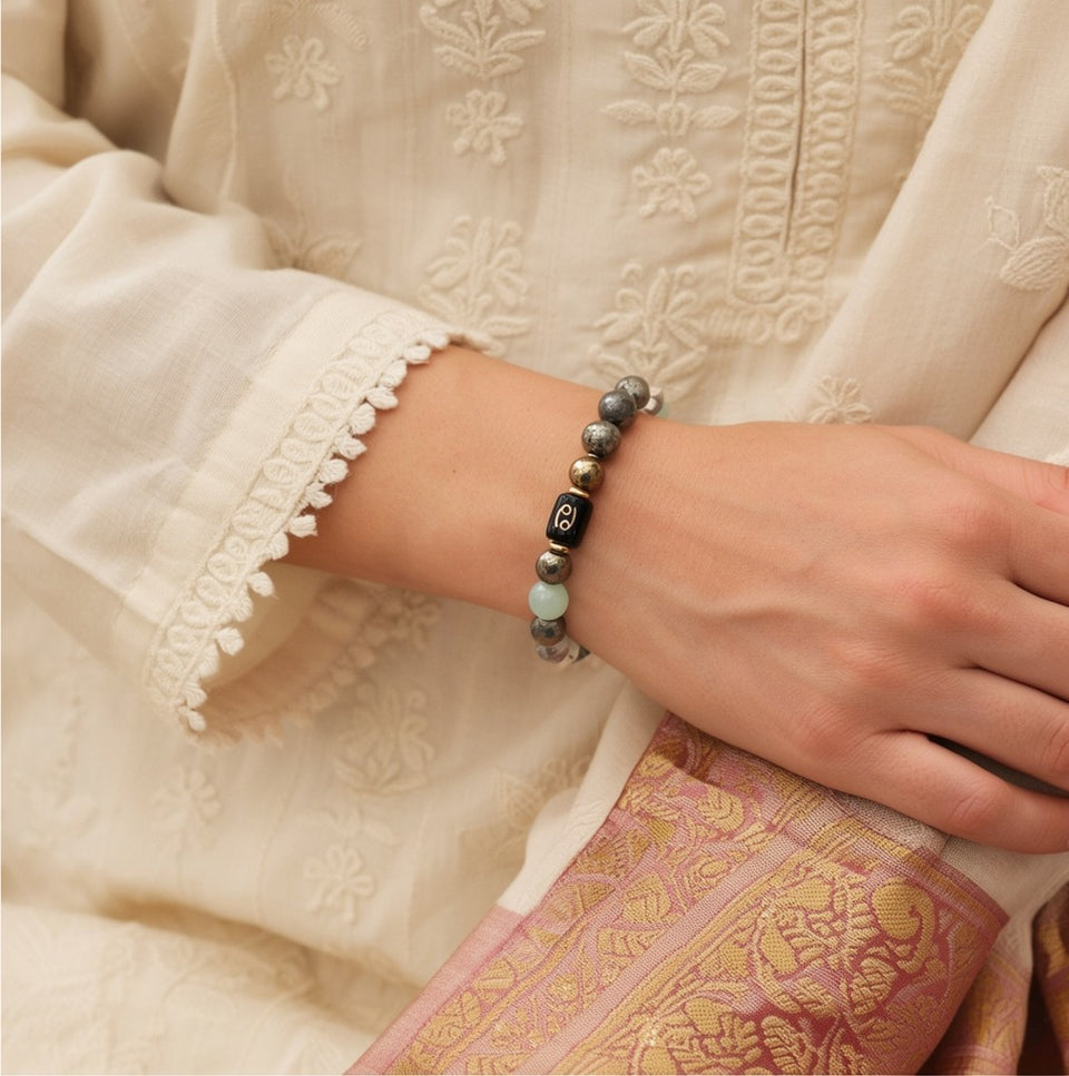 Dhan Yog Bracelet for Cancer, with ethnic wear