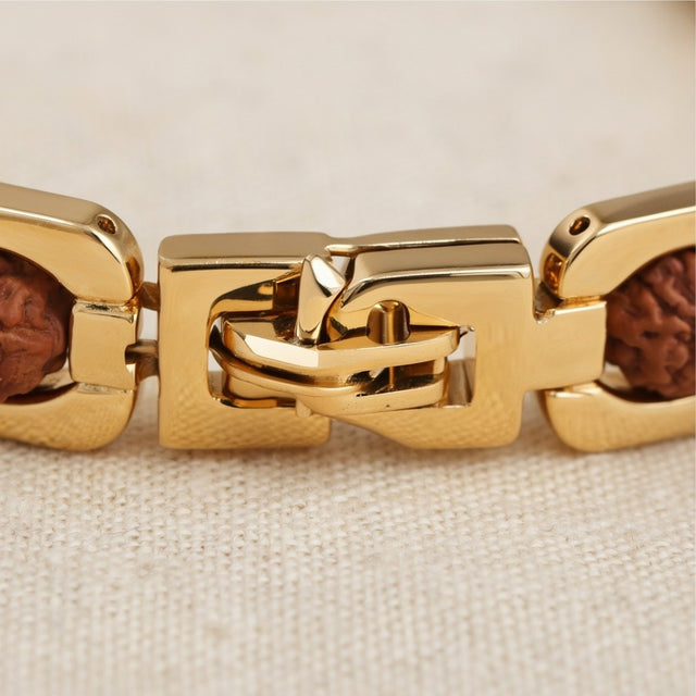 Gold Plated Rudraksha Bracelet, close-up detail