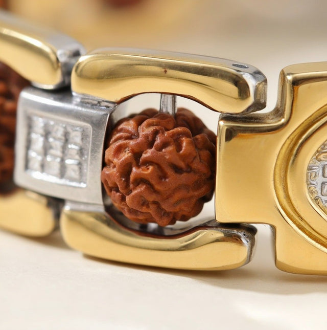 Om Rudraksha Bracelet, close-up detail