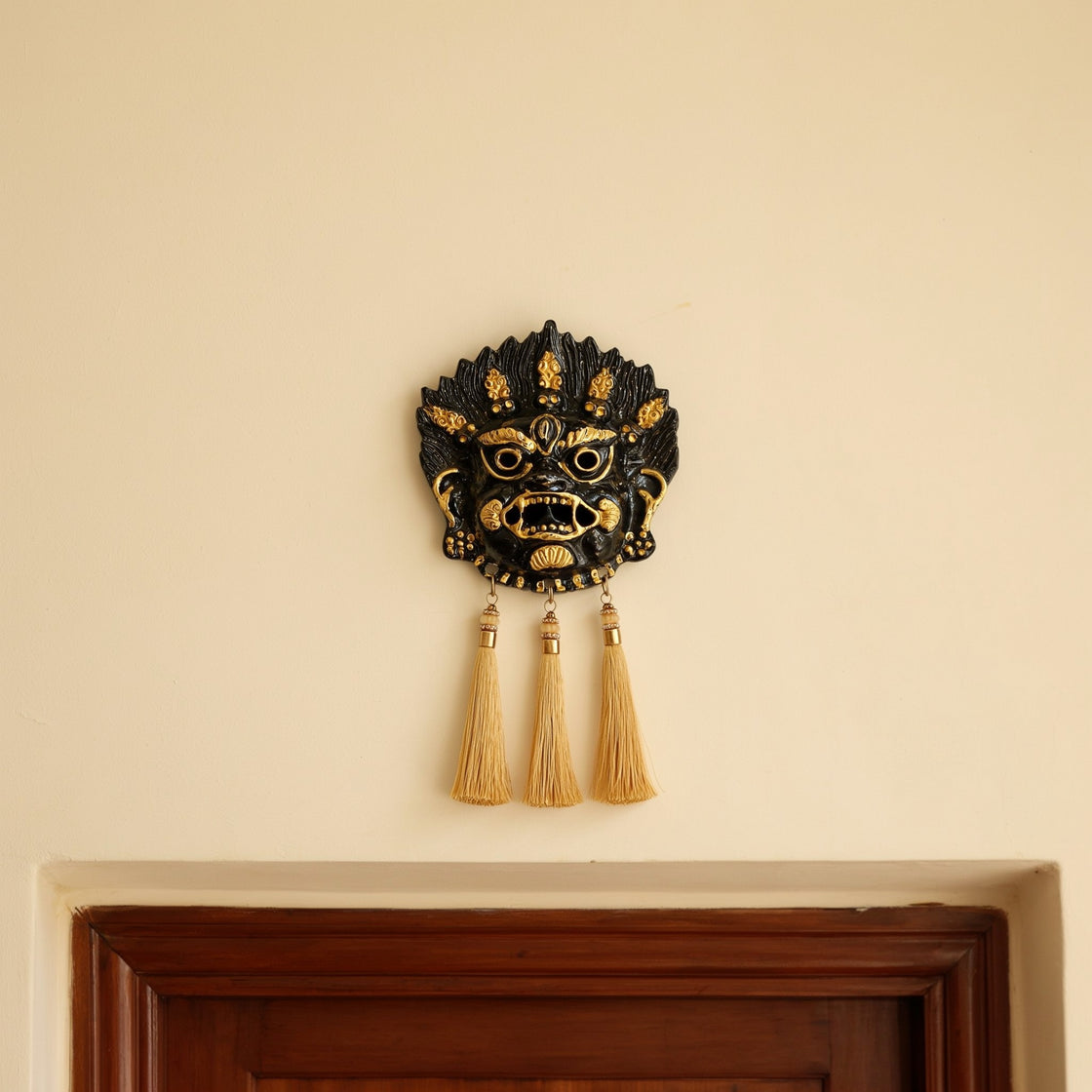 Kirtimukh Wall Hanging (Black with Tassel), main door