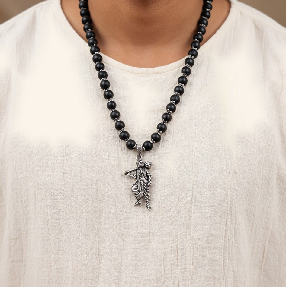 Sankat Mochan Hanuman Mala: Silver Cap Karungali, Standing Murti, him