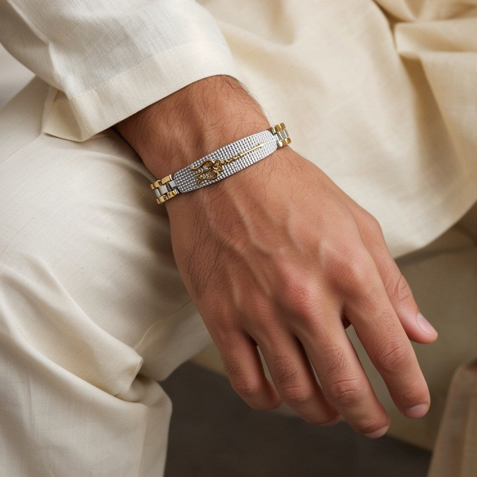 Shiva's Trishul 24K Gold Plated Dual Tone Bracelet, him