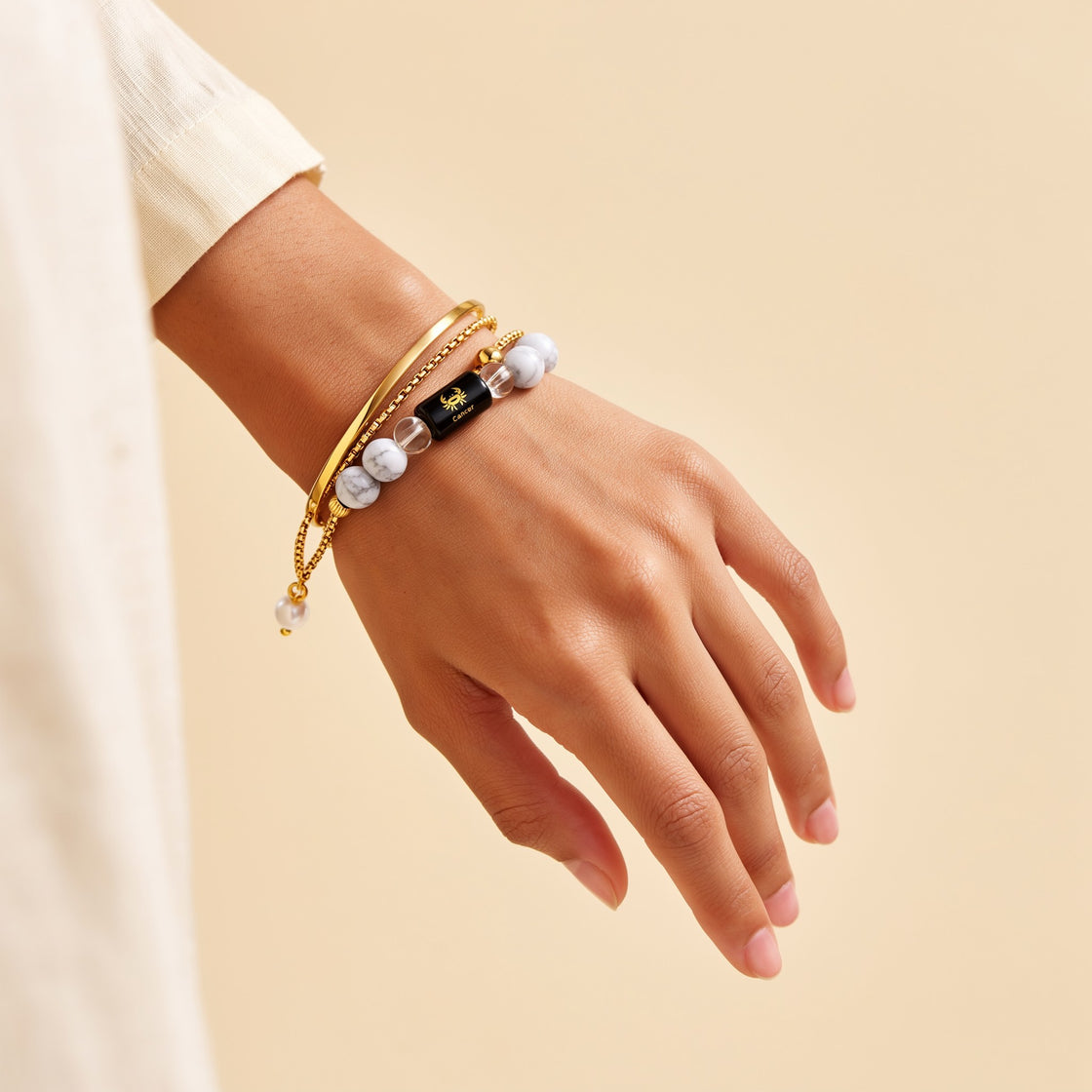 Cancer Zodiac Slider Bracelet for Women, with a kurta