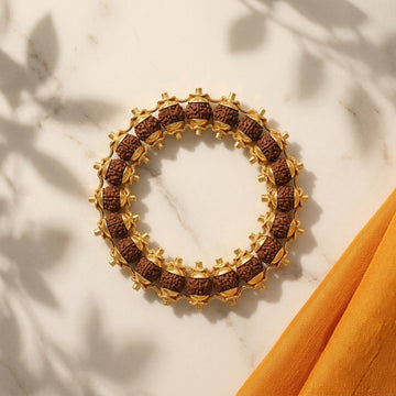 Gold Plated Rudraksha Bead Bracelet - 5 Mukhi - 3