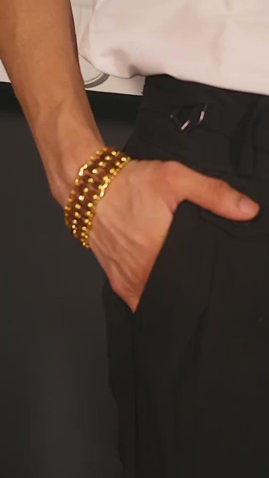 Man wearing the Double Layer Rudraksha bracelet