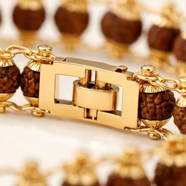 Gold plated 5 mukhi rudraksha bracelet - glance 1