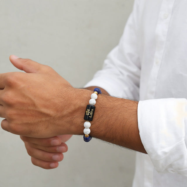 Libra zodiac lapis lazuli and howlite bracelet - glance 4