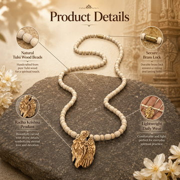 Radha Krishna Pendant Tulsi Mala - 2
