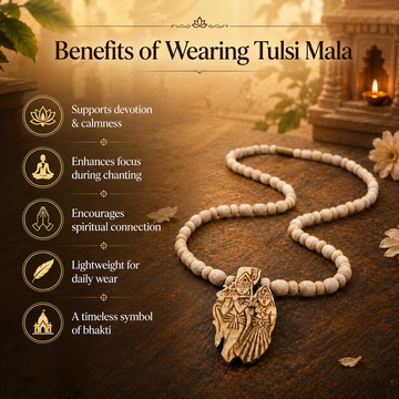 Radha Krishna Pendant Tulsi Mala - 5