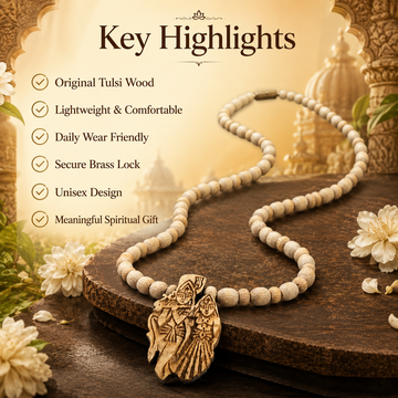 Radha Krishna Pendant Tulsi Mala - 3