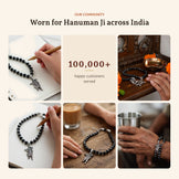 Sankat Mochan Hanuman Mala: Silver Cap Karungali, Standing Murti, worn across India