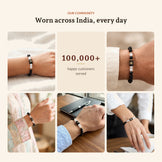 Scorpio Zodiac Black Obsidian & Milky Quartz Bracelet, worn across India