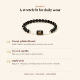 Scorpio Zodiac Black Obsidian & Milky Quartz Bracelet, size and fit