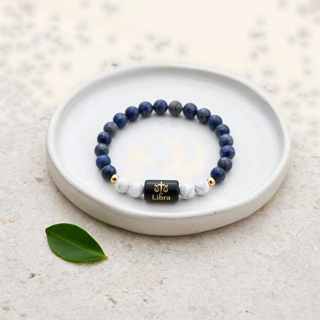 Libra zodiac lapis lazuli and howlite bracelet - glance 5