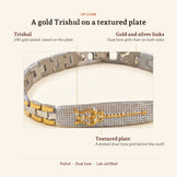 Shiva's Trishul 24K Gold Plated Dual Tone Bracelet, up close