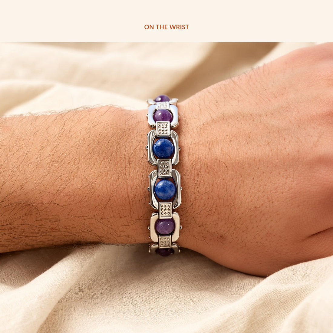 Silver Aquarius Zodiac Bracelet, in use