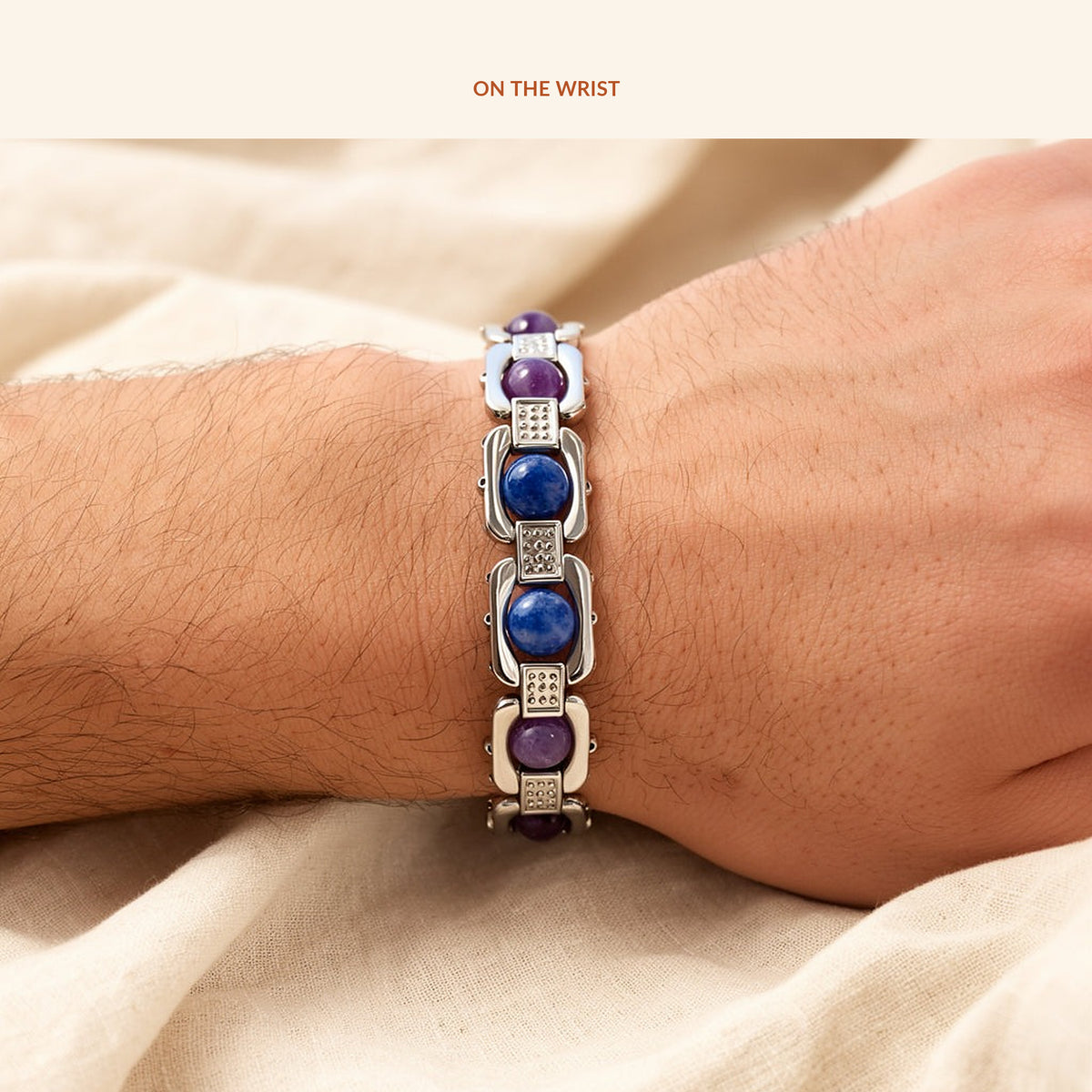 Silver Aquarius Zodiac Bracelet, in use