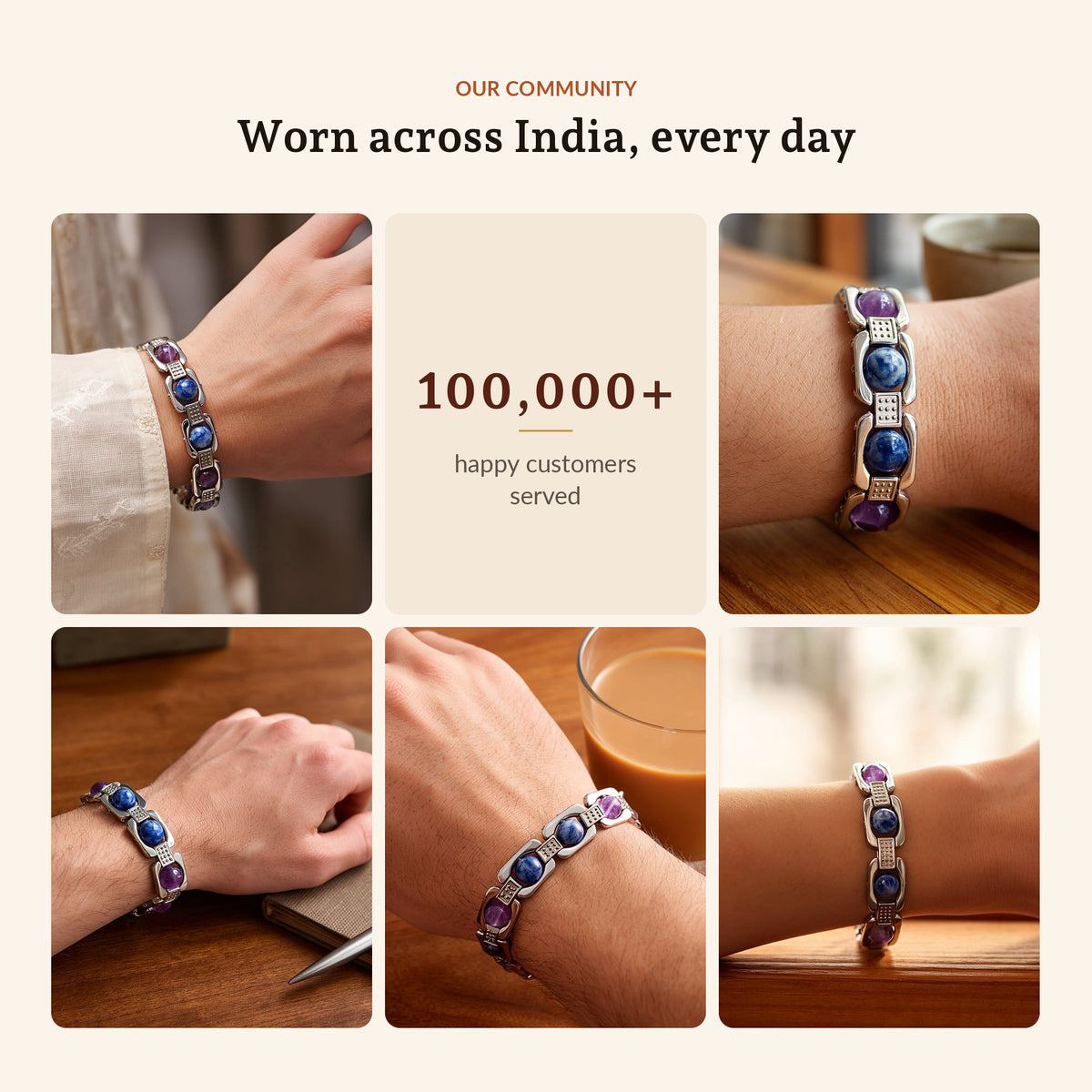 Silver Aquarius Zodiac Bracelet, worn across India