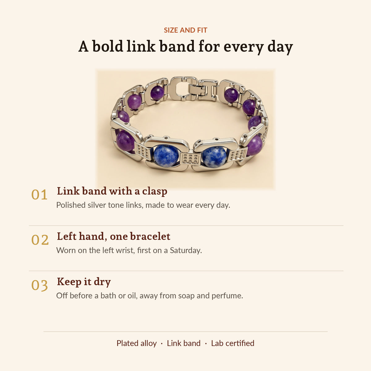 Silver Aquarius Zodiac Bracelet, size and fit