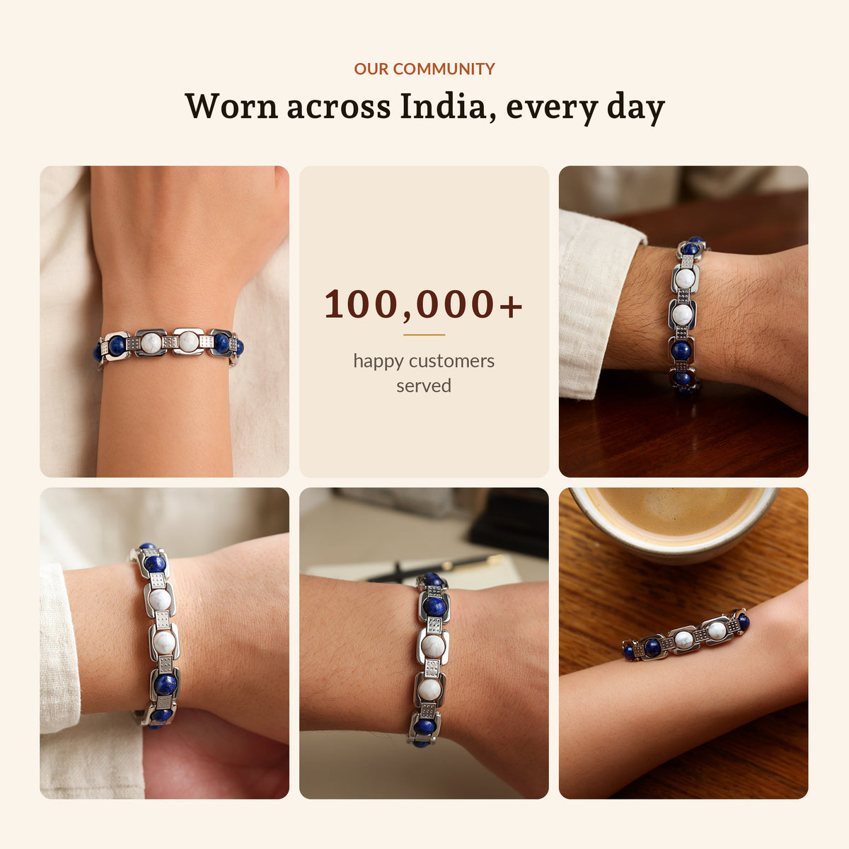 Silver Tone Libra Bracelet, worn across India