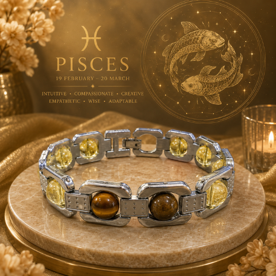 Silver Pisces Zodiac Bracelet