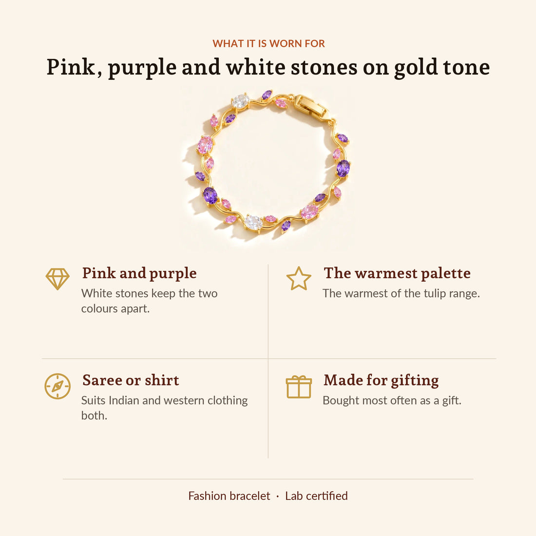 Tulip Flower Bracelet (Pink and Purple), what it is worn for
