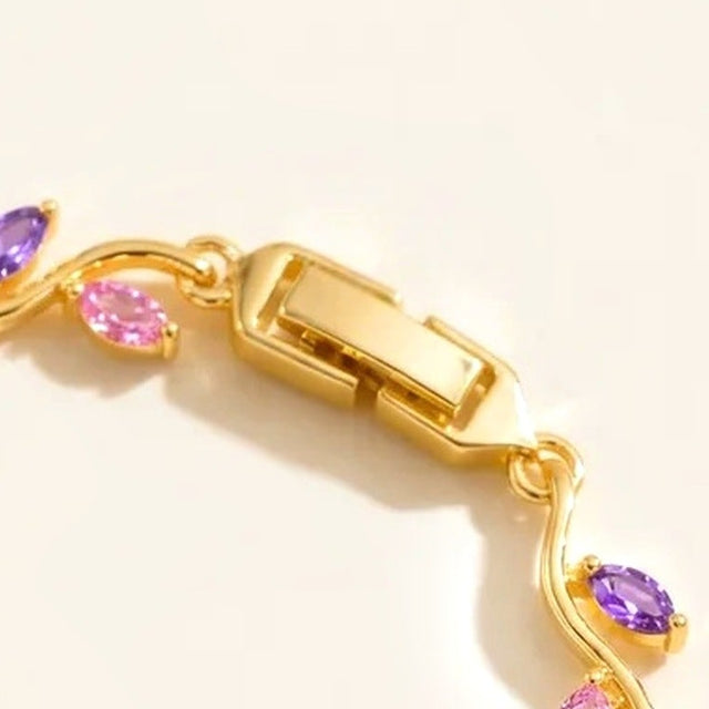 Close view of the fold over clasp on the pink tulip bracelet