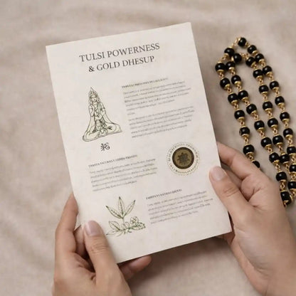 Tulsi Black Golden Cap Mala Jaap Mala for Pooja