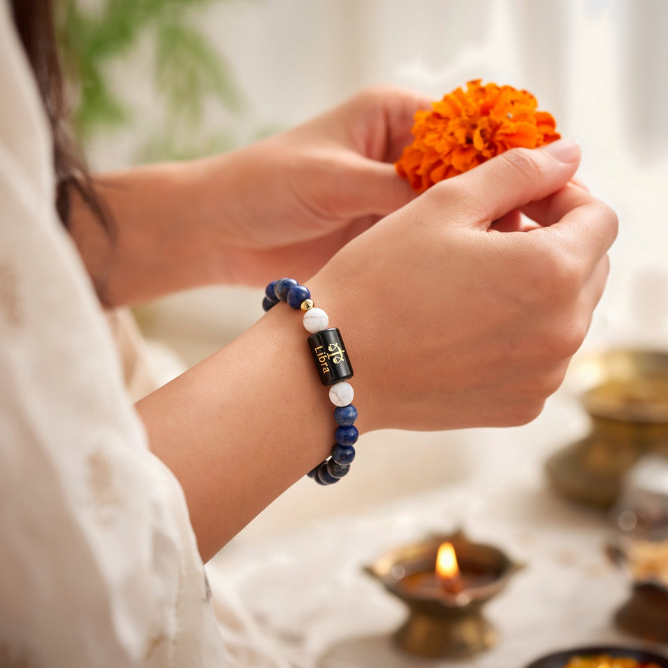 Libra zodiac lapis lazuli and howlite bracelet - story use