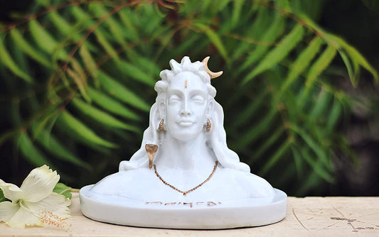 White Adiyogi Shiva Idol for Home Decor