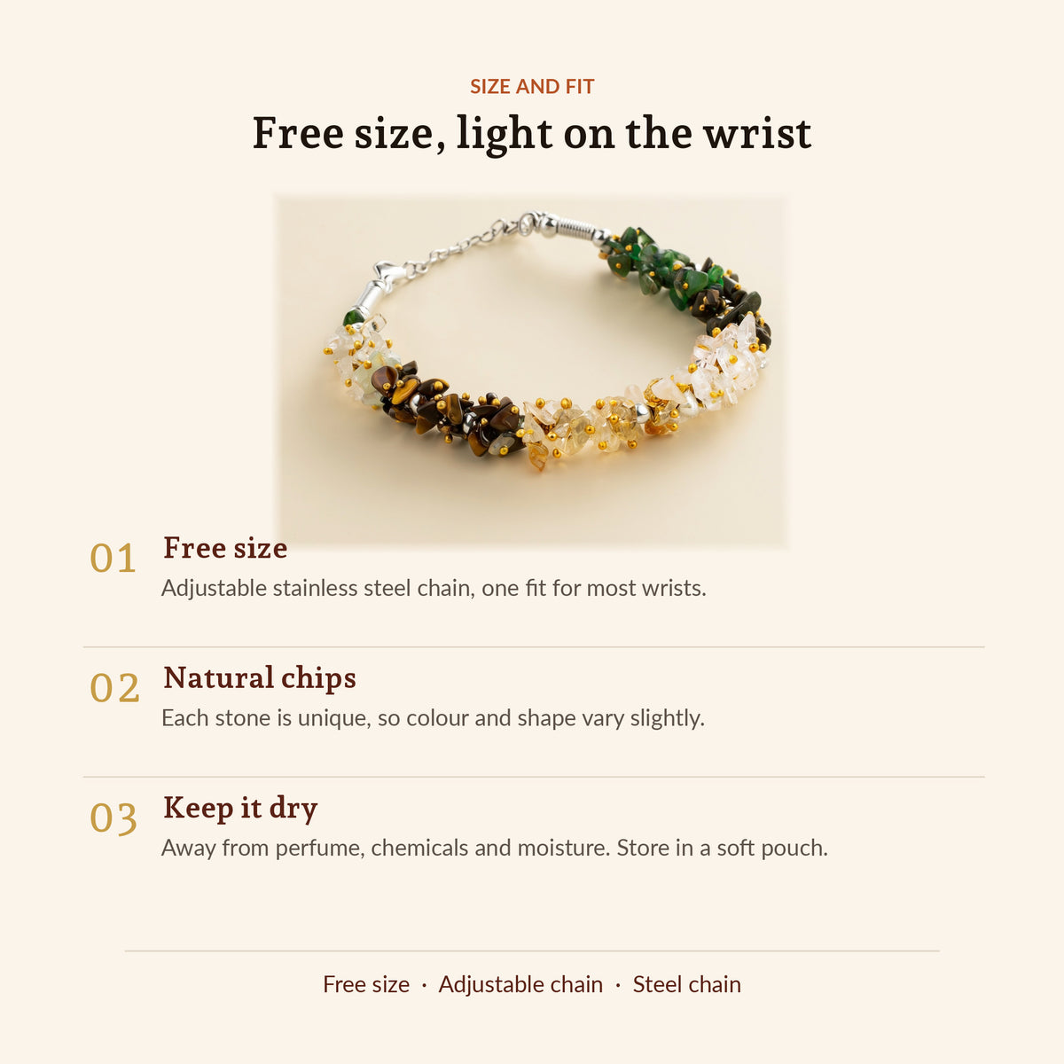 Women Dhan Yog Stone Bracelet, size and fit