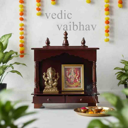 Wood Home Temple | Handcrafted Wooden Pooja Mandir | Brown